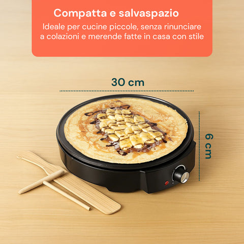 Crêpes-Maker mit 1200 W Leistung für schnelles und effizientes Backen, ideal zur Zubereitung süßer und herzhafter Crêpes mit professionellen Ergebnissen