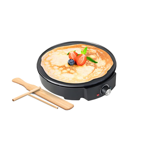 1200-W-Crêpes-Maker mit Antihaftbeschichtung, inklusive Holzspatel und Holzroller, einfach zu bedienen für süße und herzhafte Crêpes