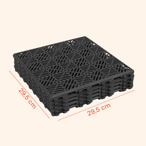 Set mit 50 Klickfliesen – Rutschfest und drainagefähig, 29,5x29,5 cm