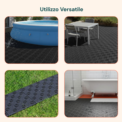 Set mit 50 Klickfliesen – Rutschfest und drainagefähig, 29,5x29,5 cm