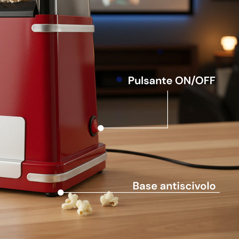 Popcornmaschine mit Heißluft 1200 W – Kompakt und leistungsstark, in 3 Minuten fertig
