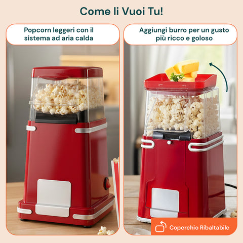 Popcornmaschine mit Heißluft 1200 W – Kompakt und leistungsstark, in 3 Minuten fertig