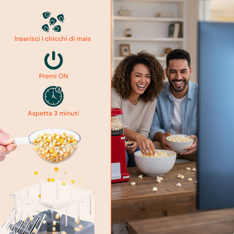 Popcornmaschine mit Heißluft 1200 W – Kompakt und leistungsstark, in 3 Minuten fertig