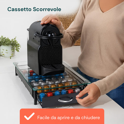 Kapselspender aus Glas und Metall für Nespresso-Kaffeekapseln, 40 Plätze, modernes Design