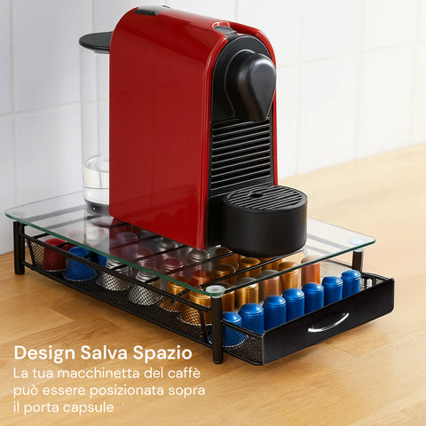Kapselspender aus Glas und Metall für Nespresso-Kaffeekapseln, 40 Plätze, modernes Design