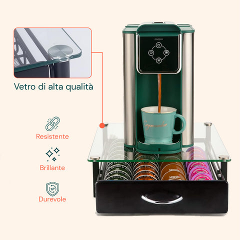 Kapselspender aus Glas und Metall für Nespresso-Kaffeekapseln, 40 Plätze, modernes Design