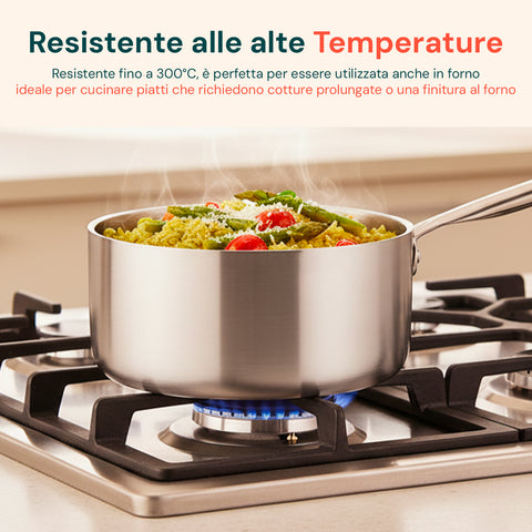 Hoher Aluminiumtopf 16/20/24 cm mit Edelstahlgriff – Backofen und Gasherd