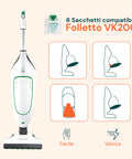 Kompatible VK200-Mikrofaserbeutel – 6 Stück passend für Vorwerk