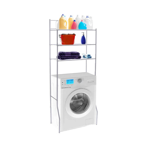 Regal über der Waschmaschine mit 3 weißen Metallablagen 26/36x66x177cm