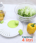 Salatschleuder mit Kurbel, transparenter Schüssel und 4-Liter-Korb