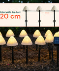 Pilzförmige Solarleuchten für den Außenbereich – 12er-Set Wegbeleuchtung mit Solarpanel und warmweißen LEDs