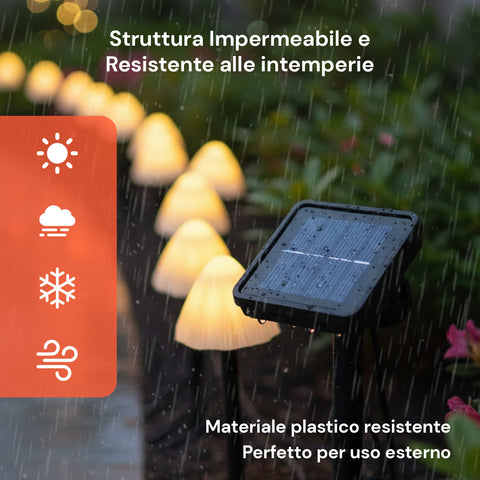 Pilzförmige Solarleuchten für den Außenbereich – 12er-Set Wegbeleuchtung mit Solarpanel und warmweißen LEDs