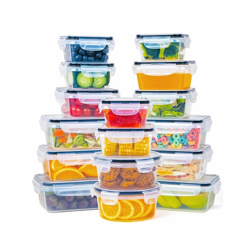 Set mit 16 Vorratsbehältern für Kühlschrank und Speisekammer– sicherer Schnappverschluss