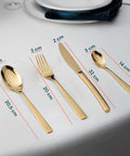 Sibilla-Besteck – 16-teiliges Set aus elegantem, glänzend goldfarbenem Edelstahl