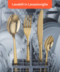 Sibilla-Besteck – 16-teiliges Set aus elegantem, glänzend goldfarbenem Edelstahl