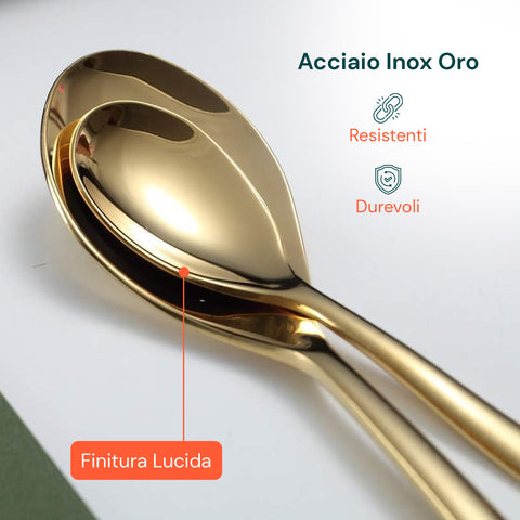 Sibilla-Besteck – 16-teiliges Set aus elegantem, glänzend goldfarbenem Edelstahl