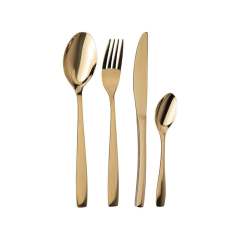 Sibilla-Besteck – 16-teiliges Set aus elegantem, glänzend goldfarbenem Edelstahl