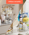 2er-Set drehbarer, wasserdichter 360°-Organizer mit 2 Ebenen für Kosmetik und Bad