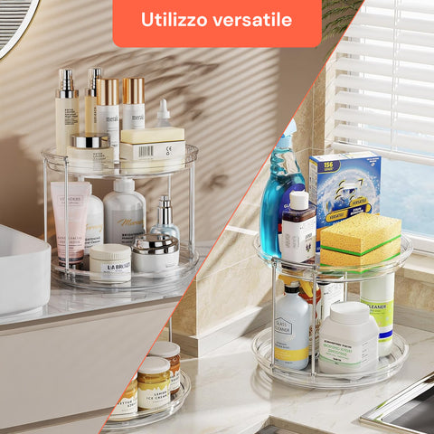 2er-Set drehbarer, wasserdichter 360°-Organizer mit 2 Ebenen für Kosmetik und Bad