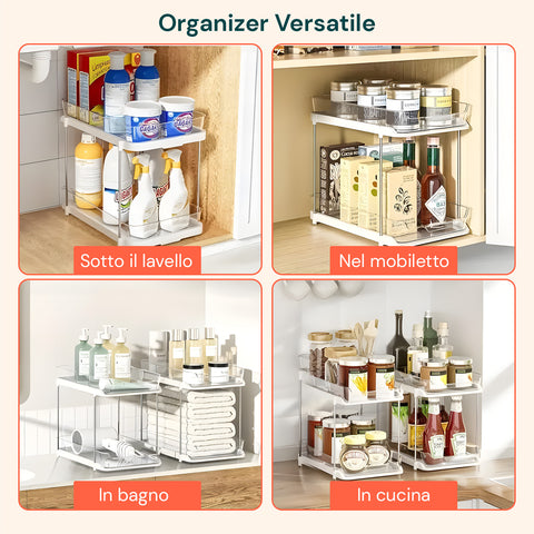 2er-Set vielseitige Organizer mit 2 stapelbaren Ablagen für Küche, Bad und Wohnbereich