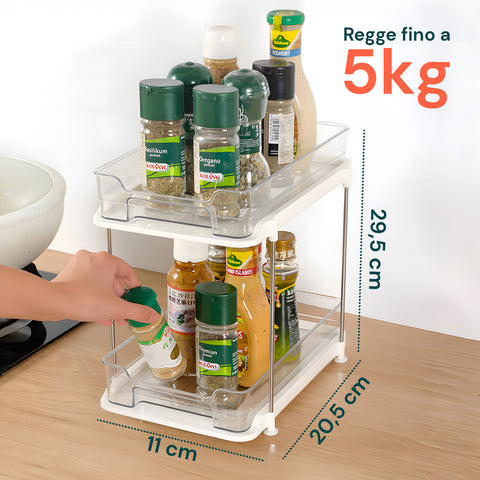 2er-Set vielseitige Organizer mit 2 stapelbaren Ablagen für Küche, Bad und Wohnbereich