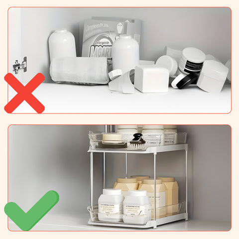 2er-Set vielseitige Organizer mit 2 stapelbaren Ablagen für Küche, Bad und Wohnbereich