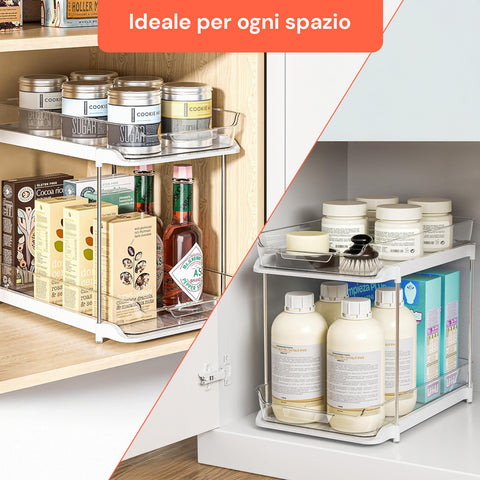 2er-Set vielseitige Organizer mit 2 stapelbaren Ablagen für Küche, Bad und Wohnbereich