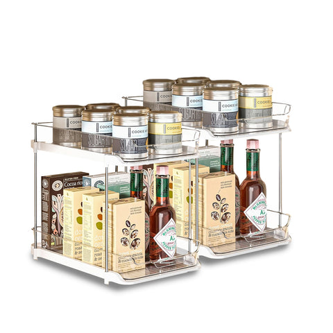 2er-Set vielseitige Organizer mit 2 stapelbaren Ablagen für Küche, Bad und Wohnbereich
