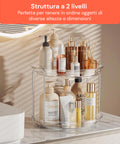 2er-Set drehbarer, wasserdichter 360°-Organizer mit 2 Ebenen für Kosmetik und Bad