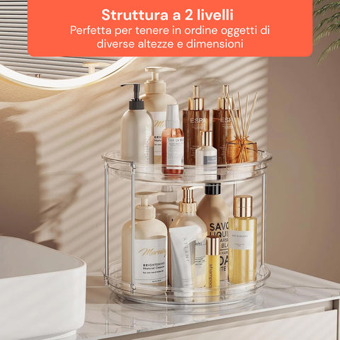 2er-Set drehbarer, wasserdichter 360°-Organizer mit 2 Ebenen für Kosmetik und Bad
