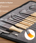 Set mit 24 professionellen Pinseln aus Nylon mit Griff aus Birkenholz