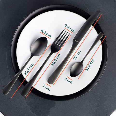 Sibilla Besteck - 24-teiliges Set aus elegantem schwarzem, satiniertem Edelstahl