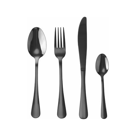 Sibilla Besteck - 24-teiliges Set aus elegantem schwarzem, satiniertem Edelstahl