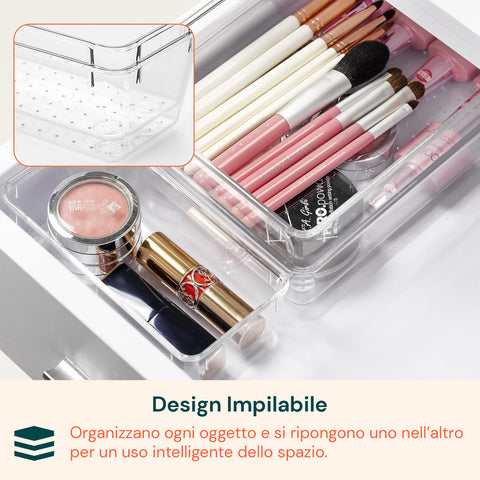 25-teiliges vielseitiges Schubladen-Organizer-Set – transparent und leicht zu reinigen