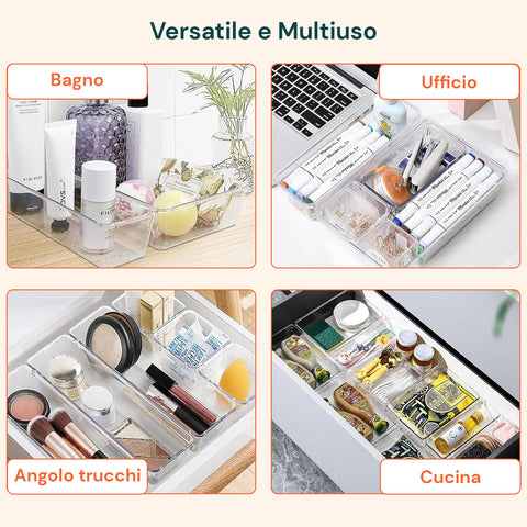 25-teiliges vielseitiges Schubladen-Organizer-Set – transparent und leicht zu reinigen