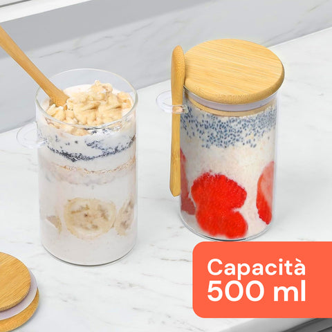 Luftdichte Glasbehälter 500 ml mit Löffel und Halterung, 3er-Pack