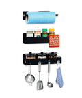 3-teiliges magnetisches Küchen-Organizer-Set: Gewürzhalter, Behälter- und Küchenrollenhalter ohne Bohren
