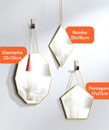 Set moderne Spiegel mit Eisenrahmen – Raute, Rhombus und Pentagon