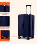 Blaue Trolley-Koffer 55-66-76 cm aus ABS mit doppelten Schwenkrädern