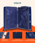 Blaue Trolley-Koffer 55-66-76 cm aus ABS mit doppelten Schwenkrädern