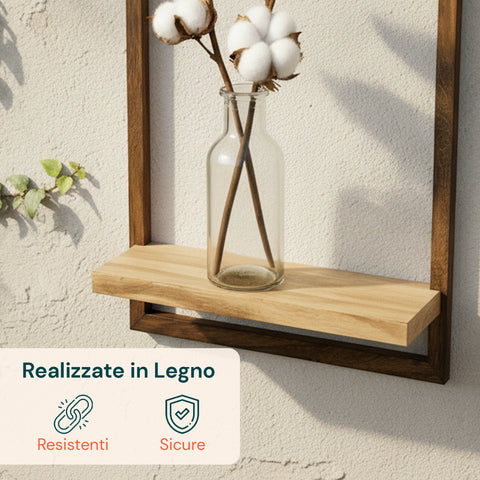 Set aus 4 Wandregalen aus Holz in verschiedenen Größen – Modernes und robustes Design