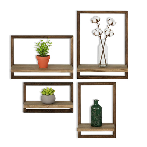 Set aus 4 Wandregalen aus Holz in verschiedenen Größen – Modernes und robustes Design