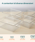 Set aus 4 transparenten Behältern mit Griffen – stapelbar und robust
