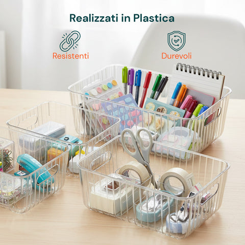 Set aus 4 transparenten Behältern mit Griffen – stapelbar und robust
