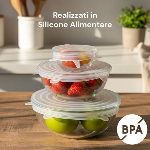 Dehnbare Silikondeckel – 6er-Set, Größen von 6 bis 19,6 cm, wiederverwendbar, BPA-frei