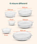 Dehnbare Silikondeckel – 6er-Set, Größen von 6 bis 19,6 cm, wiederverwendbar, BPA-frei