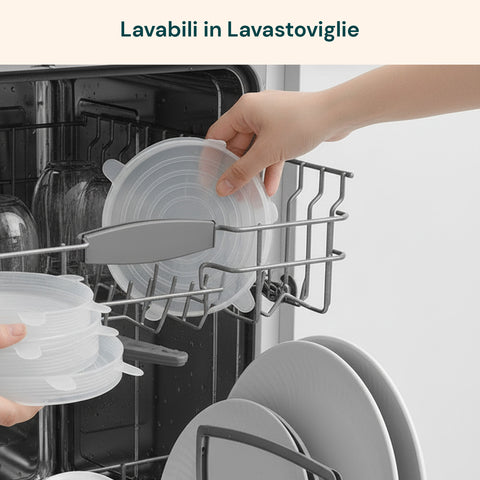 Dehnbare Silikondeckel – 6er-Set, Größen von 6 bis 19,6 cm, wiederverwendbar, BPA-frei