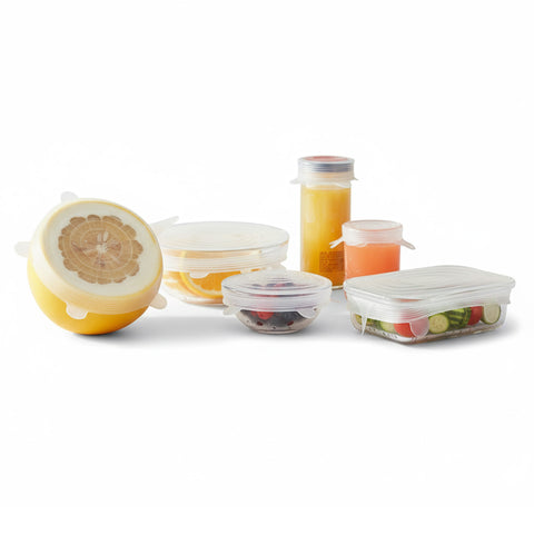 Dehnbare Silikondeckel – 6er-Set, Größen von 6 bis 19,6 cm, wiederverwendbar, BPA-frei