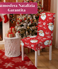 Set mit 6 weihnachtlichen Stuhlbezügen mit Weihnachtsmann – elastisch und dekorativ