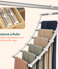 Set mit 6 klappbaren Kleiderbügeln mit 6 Ebenen aus Polypropylen und Stahl